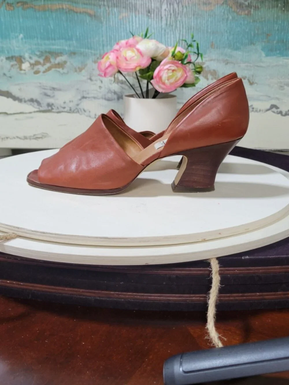 Nine West Brown Leather Cut-Out Pumps [Item #SP12]